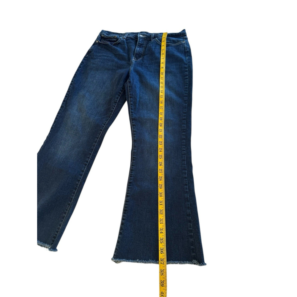 Lucky Brand High Rise Flare Stevie Denim Jeans Womens Size 14 / 32 Blue Raw Hem - Picture 12 of 16